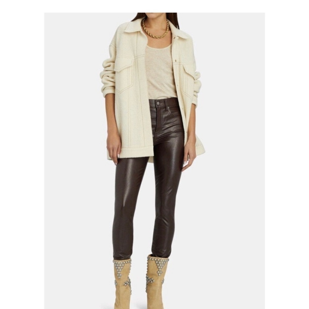 Veronica Beard Faux Leather Pants Women Brown Debbie High Rise Skinny 27/4